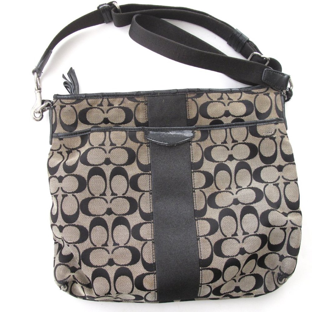 Coach Signature Crossbody monogram gray & Black Shoulder pre owned luxur…